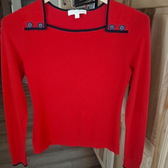 Etcetera Red Sweater with Black Trim - Picture 2 of 8